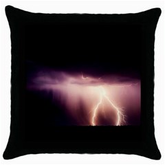 Storm Weather Lightning Bolt Throw Pillow Case (black) by BangZart