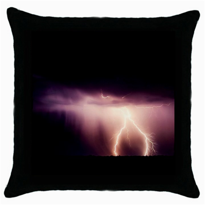 Storm Weather Lightning Bolt Throw Pillow Case (Black)