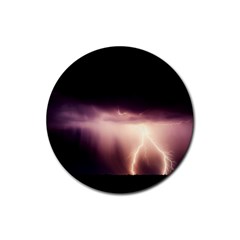 Storm Weather Lightning Bolt Rubber Coaster (round)  by BangZart