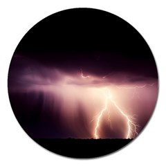 Storm Weather Lightning Bolt Magnet 5  (round) by BangZart