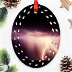 Storm Weather Lightning Bolt Ornament (Oval Filigree) Front