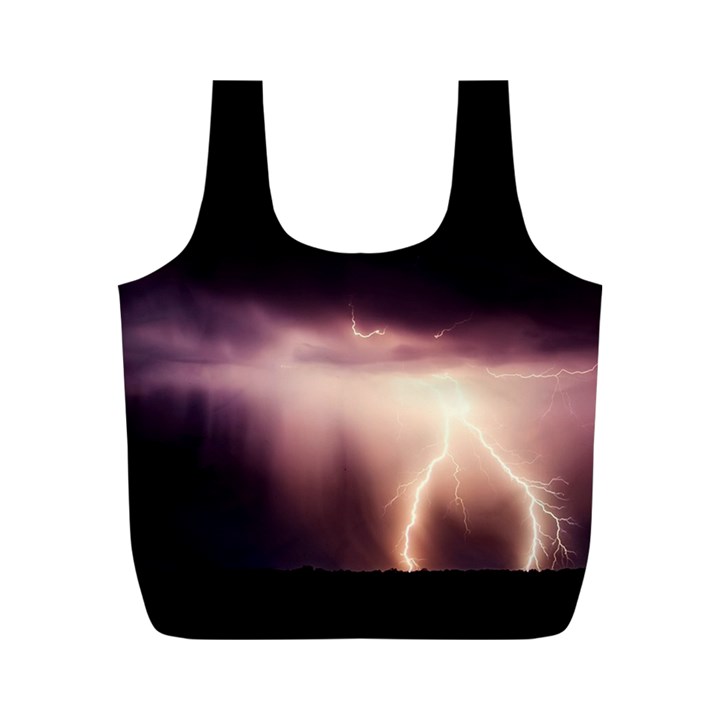 Storm Weather Lightning Bolt Full Print Recycle Bags (M) 