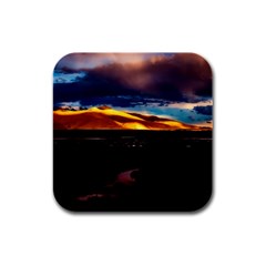 India Sunset Sky Clouds Mountains Rubber Square Coaster (4 Pack)  by BangZart