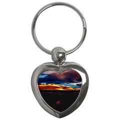 India Sunset Sky Clouds Mountains Key Chains (heart)  by BangZart