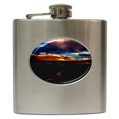 India Sunset Sky Clouds Mountains Hip Flask (6 Oz) by BangZart