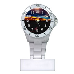 India Sunset Sky Clouds Mountains Plastic Nurses Watch by BangZart