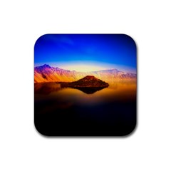 Crater Lake Oregon Mountains Rubber Coaster (square)  by BangZart