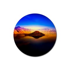 Crater Lake Oregon Mountains Rubber Round Coaster (4 Pack)  by BangZart