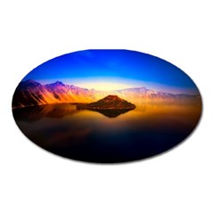 Crater Lake Oregon Mountains Oval Magnet by BangZart