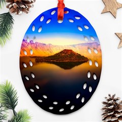 Crater Lake Oregon Mountains Ornament (oval Filigree) by BangZart