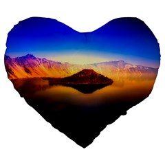 Crater Lake Oregon Mountains Large 19  Premium Heart Shape Cushions by BangZart