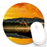 Bled Slovenia Sunrise Fog Mist Round Mousepads Front