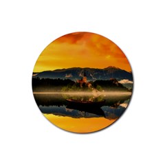 Bled Slovenia Sunrise Fog Mist Rubber Round Coaster (4 Pack)  by BangZart