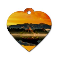 Bled Slovenia Sunrise Fog Mist Dog Tag Heart (two Sides) by BangZart