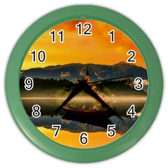 Bled Slovenia Sunrise Fog Mist Color Wall Clocks by BangZart