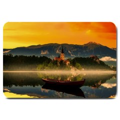 Bled Slovenia Sunrise Fog Mist Large Doormat  by BangZart