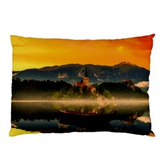 Bled Slovenia Sunrise Fog Mist Pillow Case by BangZart