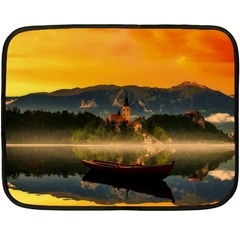 Bled Slovenia Sunrise Fog Mist Double Sided Fleece Blanket (mini)  by BangZart