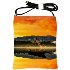 Bled Slovenia Sunrise Fog Mist Shoulder Sling Bags by BangZart