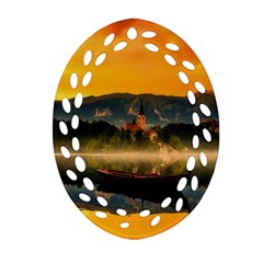 Bled Slovenia Sunrise Fog Mist Oval Filigree Ornament (two Sides) by BangZart