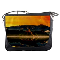 Bled Slovenia Sunrise Fog Mist Messenger Bags by BangZart