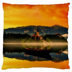 Bled Slovenia Sunrise Fog Mist Large Cushion Case (two Sides) by BangZart