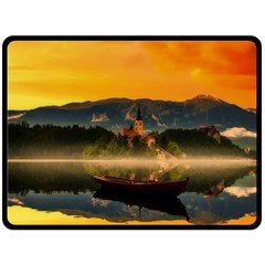 Bled Slovenia Sunrise Fog Mist Double Sided Fleece Blanket (large)  by BangZart