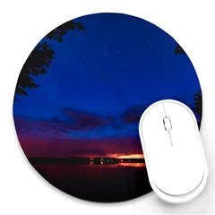 Canada Lake Night Evening Stars Round Mousepads by BangZart