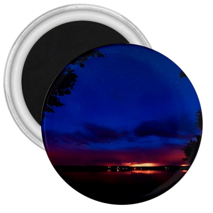 Canada Lake Night Evening Stars 3  Magnets