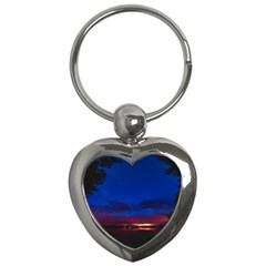 Canada Lake Night Evening Stars Key Chains (heart)  by BangZart