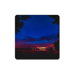 Canada Lake Night Evening Stars Square Magnet by BangZart