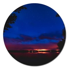 Canada Lake Night Evening Stars Magnet 5  (round) by BangZart