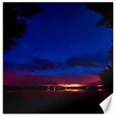 Canada Lake Night Evening Stars Canvas 20  X 20   by BangZart