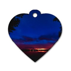 Canada Lake Night Evening Stars Dog Tag Heart (two Sides) by BangZart