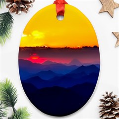 Austria Landscape Sky Clouds Oval Ornament (two Sides)