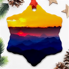 Austria Landscape Sky Clouds Snowflake Ornament (two Sides) by BangZart