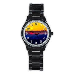 Austria Landscape Sky Clouds Stainless Steel Round Watch by BangZart