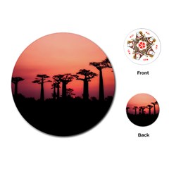 Baobabs Trees Silhouette Landscape Playing Cards (round) 