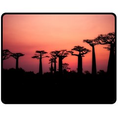 Baobabs Trees Silhouette Landscape Fleece Blanket (medium) 