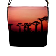 Baobabs Trees Silhouette Landscape Flap Messenger Bag (l)  by BangZart