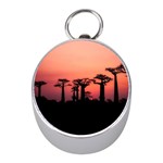 Baobabs Trees Silhouette Landscape Mini Silver Compasses Front