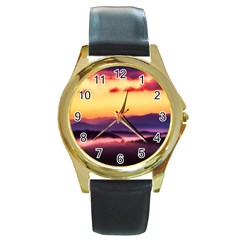 Great Smoky Mountains National Park Round Gold Metal Watch by BangZart