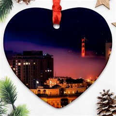 San Francisco Night Evening Lights Ornament (heart) by BangZart