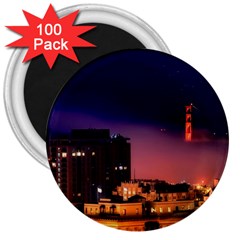 San Francisco Night Evening Lights 3  Magnets (100 Pack) by BangZart