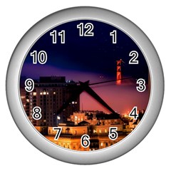 San Francisco Night Evening Lights Wall Clocks (silver)  by BangZart