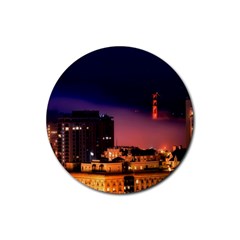 San Francisco Night Evening Lights Rubber Coaster (round)  by BangZart