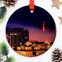 San Francisco Night Evening Lights Round Ornament (two Sides) by BangZart