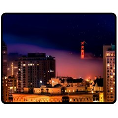 San Francisco Night Evening Lights Fleece Blanket (medium)  by BangZart