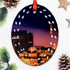 San Francisco Night Evening Lights Ornament (oval Filigree) by BangZart