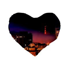 San Francisco Night Evening Lights Standard 16  Premium Heart Shape Cushions by BangZart